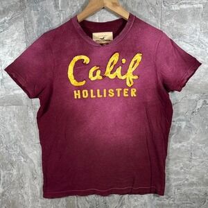 Y2K Hollister burgundy graphic tee t shirt Mens Size M #california #tee